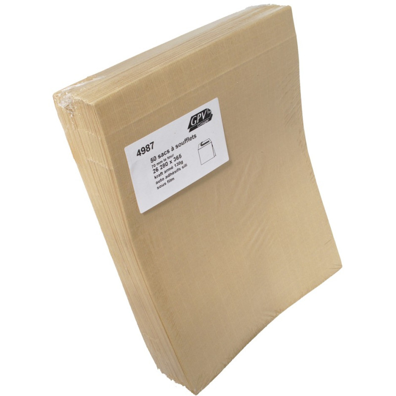 GPV Poche Kraft 130g 267x330mm Soufflet 50mm 4985