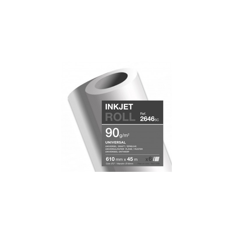 Clairefontaine Rouleau papier traceur 0,610x45m 90g blanc 2646