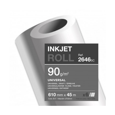 Clairefontaine Rouleau papier traceur 0,610x45m 90g blanc 2646