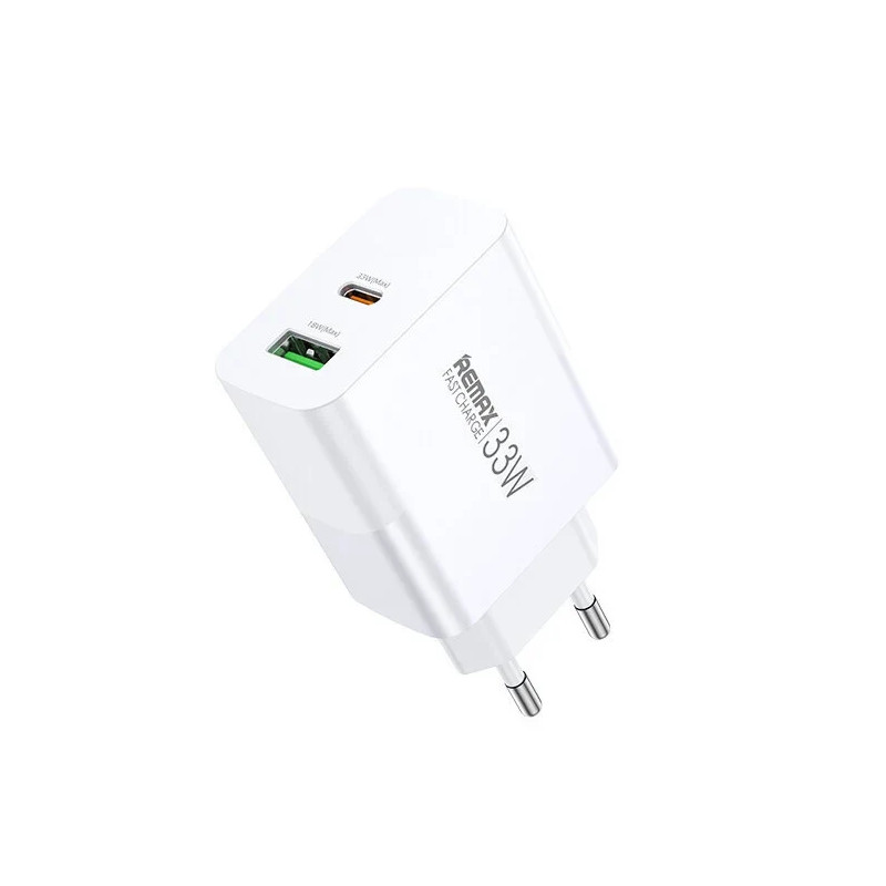 Remax Chargeur 33W USB-C USB-A Blanc REMRP-U122WH