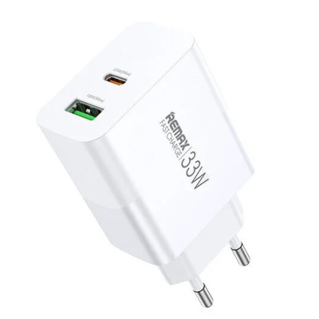 Remax Chargeur 33W USB-C USB-A Blanc REMRP-U122WH