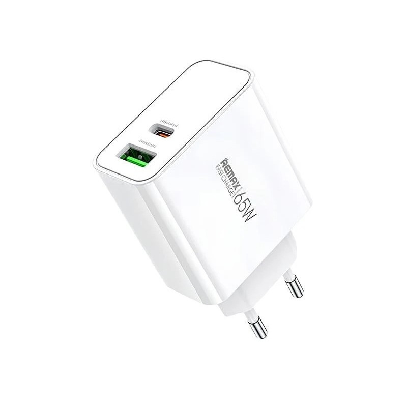Remax Chargeur 65W 1x USB-C 1x USB-A Blanc REMRP-U125WH