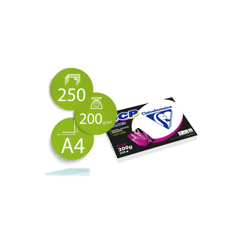 Clairefontaine Papier A4 200g Blanc DCP Brillant 250F 6861