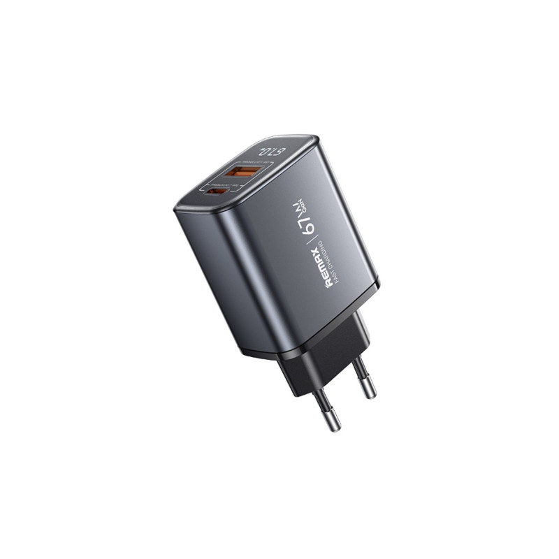 Remax Chargeur GaN 67W USB-A+C Argent