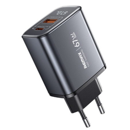Remax Chargeur GaN 67W USB-A+C Argent