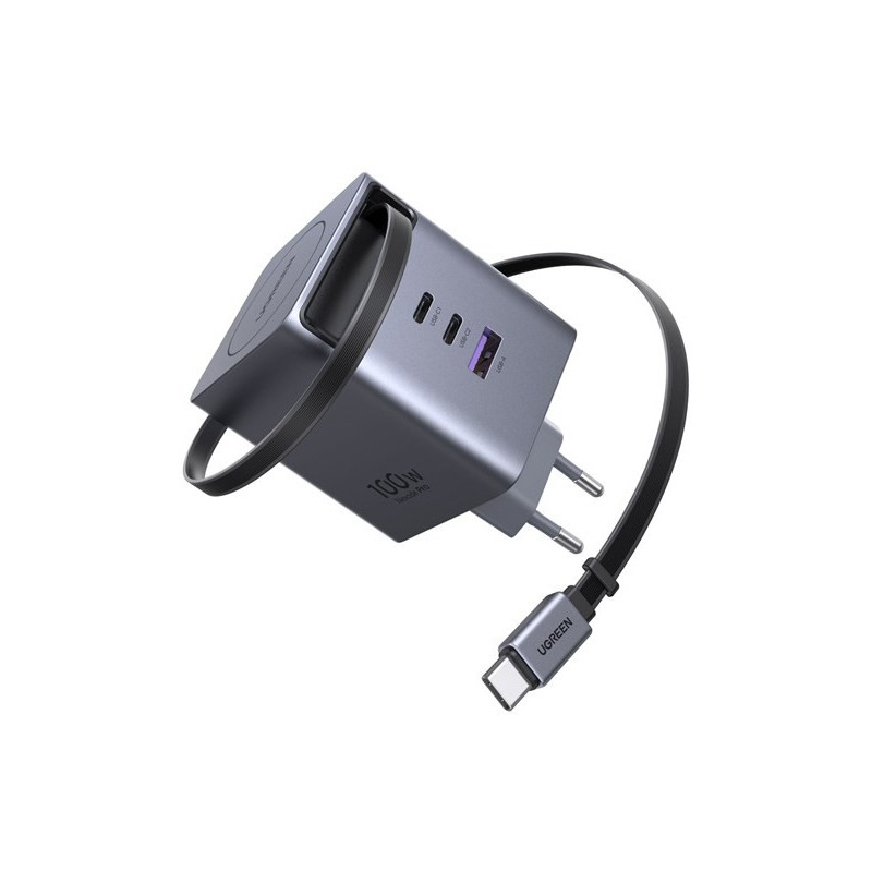 UGREEN Chargeur Secteur 100W 2xUSB-C + 1xUSB-A Rétractable