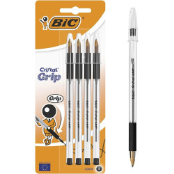 Bic Stylo-bille Cristal Grip Noir x4 S802797
