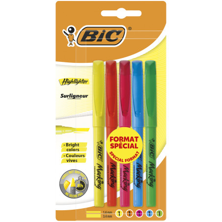 Bic Surligneur Brite Liner x5 Assortis S979875