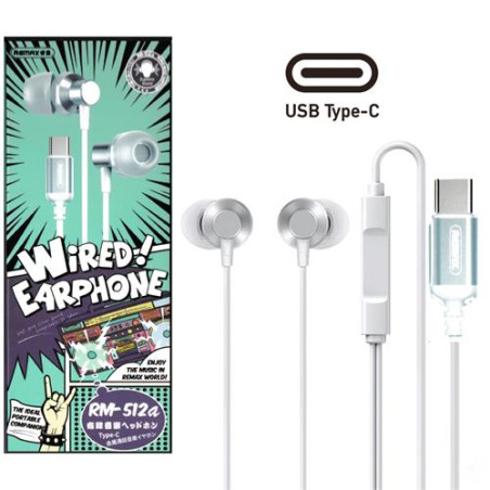 Remax Écouteurs Filaire Metal Type C Bleu RERM-512ABLUE