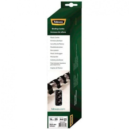 Fellowes Reliures Plastiques 14mm Noires P25 5331902