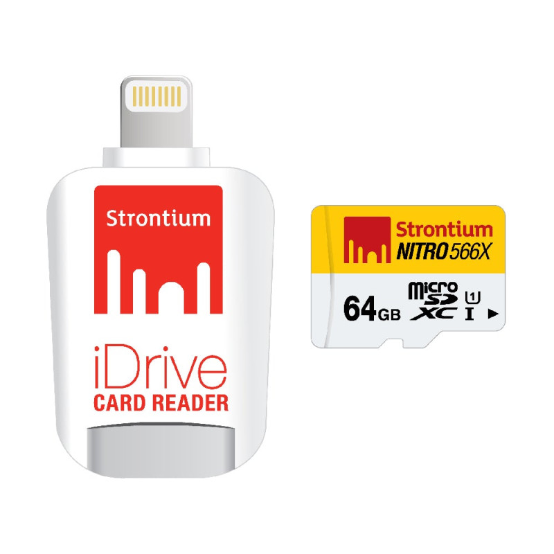 Strontium MicroSD 64GB Nitro + Lecteur Lightning MICSDLIGHT64GONIT
