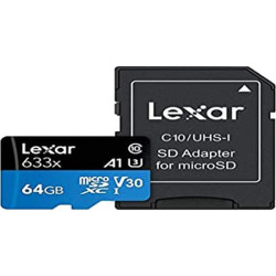 Lexar Carte microSDXC 64GB UHS-I 100MB/s MICSDLEX64GBCL10