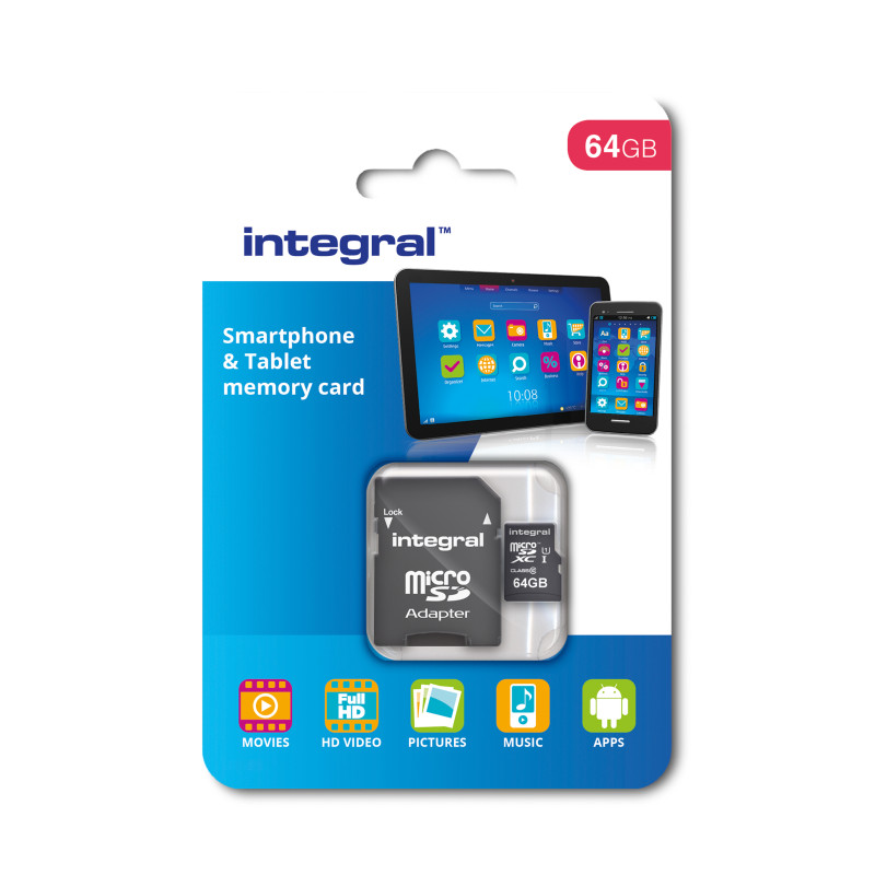 Integral Carte MicroSD 64GB Classe 10 INMSDX64G10-90SPTAB