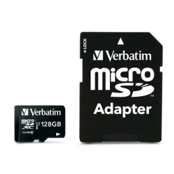 Verbatim Carte MicroSD 128GB Classe 10 + Adaptateur