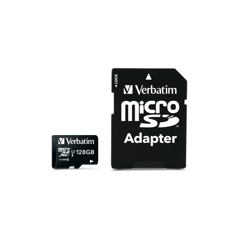Verbatim Carte MicroSD 128GB Classe 10 + Adaptateur