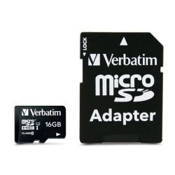 Verbatim Carte MicroSD 16GB Classe 10 + Adaptateur