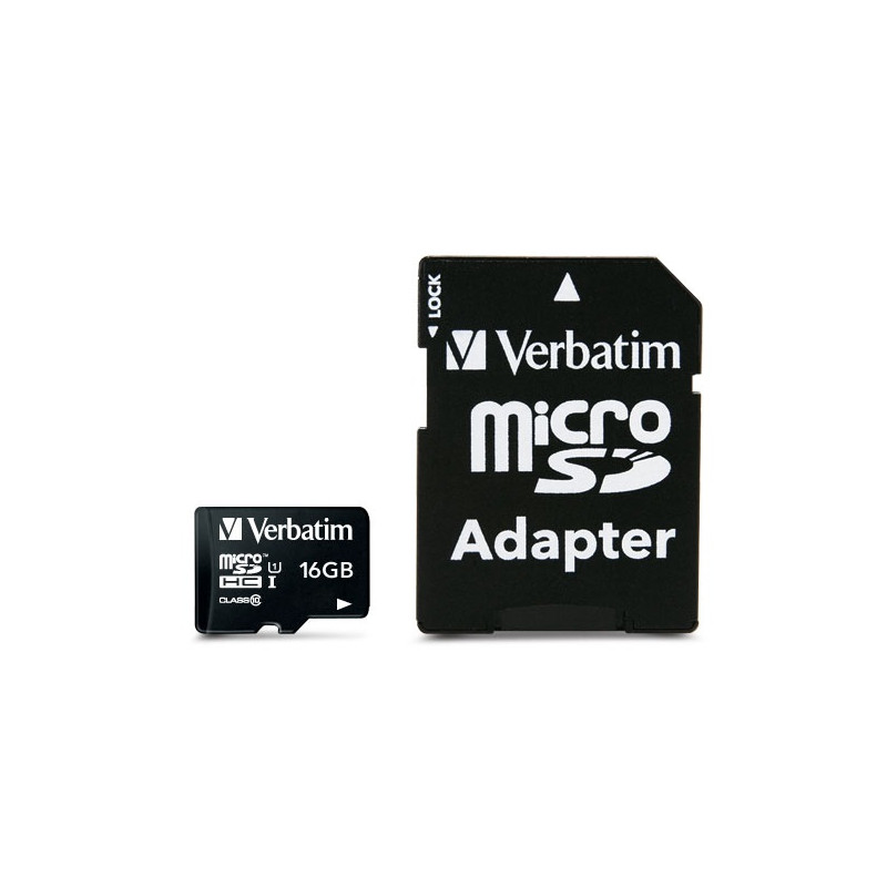 Verbatim Carte MicroSD 16GB Classe 10 + Adaptateur