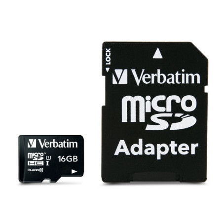 Verbatim Carte MicroSD 16GB Classe 10 + Adaptateur