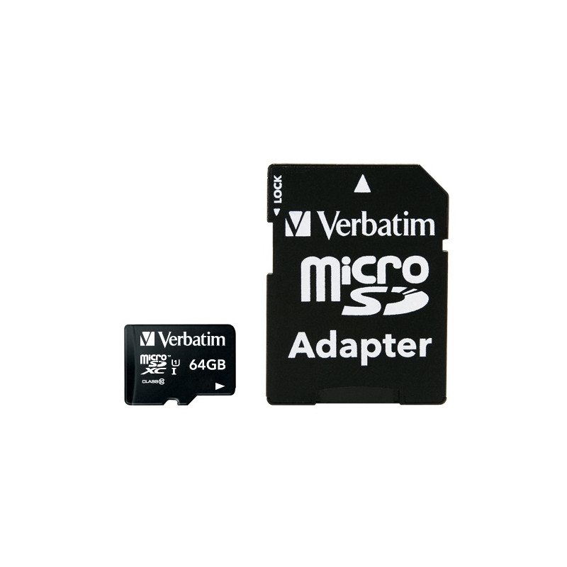 Verbatim Carte microSD 64GB Classe 10 avec Adaptateur