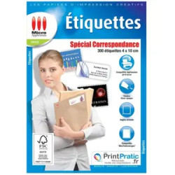 Micro Application Papier 300 Étiquettes Correspondance A4 25F 5093