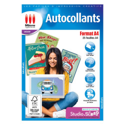 Micro Application Papier Autocollant A4 Blanche Mate 25 Feuilles 5067