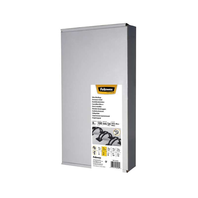 Fellowes Reliure Métallique 8mm Blanc