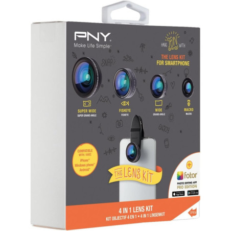 PNY Kit d'objectifs smartphone 4-en-1 PNYLNS4N1KIT